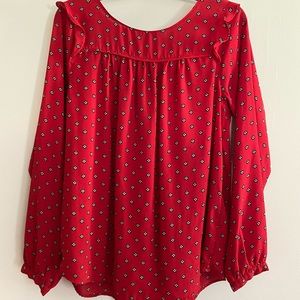 Ann Taylor Loft red long sleeve blouse